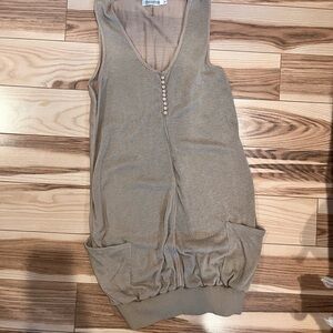 Sleeveless Beige Balloon Knitted Dress